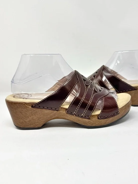 Dansko Suzy Leather Slip On Comfort Sandals Open Toe Brown Size 39 - Picture 3 of 7